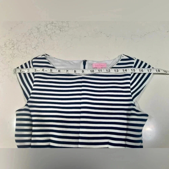 Lilly Pulitzer Briella White/Blue Stripped Cap Sleeve Stretch Dress SZ S - Picture 4 of 8